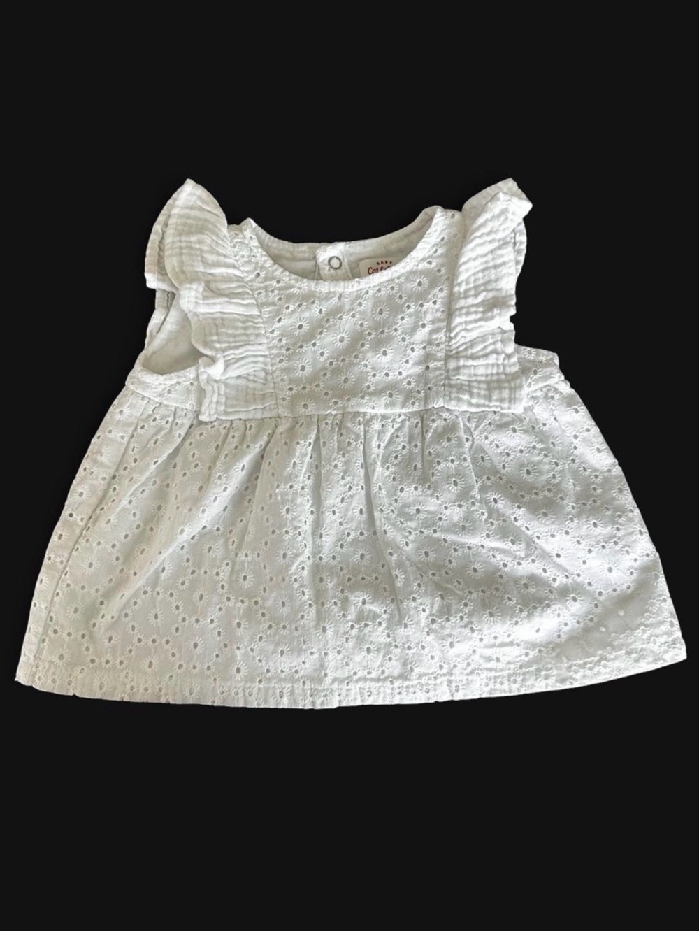 Cat & Jack White Eyelet Ruffle Baby Dress Top